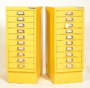 VINTAGE MID CENTURY PAIR OF INDUSTRIAL BISLEY FILING CABINETS IN MUSTARD YELLOW