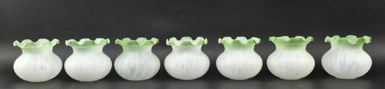 SEVEN 20TH CENTURY ART NOUVEAU STYLE FROSTED GLASS LAMP SHADES