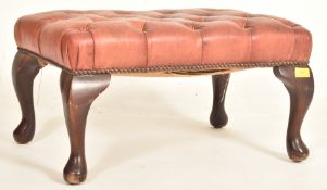 PRIVATE COLLECTION OF DERREN BROWN - REVIVAL LEATHER & MAHOGANY BUTTONED TOP FOOTSTOOL
