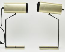 PROVA, MADE IN ITALY - PAIR OF MID CENTURY 1970S GOLD & BLACK METAL DESK LAMPS