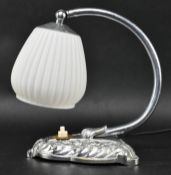 SMALL ITALIAN MID CENTURY CHROME METAL & FROSTED GLASS DESK LAMP