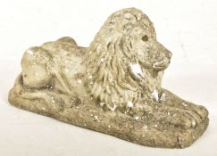 20TH CENTURY COMPOSITE STONE GARDEN DECORATIVE LION SCULPTURE