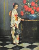 VINTAGE CIRCA 1970S PRINT OF JOHN GILROY 'KIKU' PAINTING