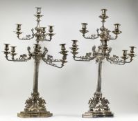 PRIVATE COLLECTION OF DERREN BROWN - PAIR OF FRENCH EMPIRE ELECTROPLATE CANDELABRAS