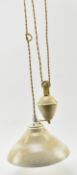 EARLY 20TH CENTURY RISE & FALL ENAMEL CEILING PENDANT LIGHT