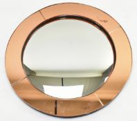 ART DECO CONVEX MIRROR WITH PEACH GLASS FRAME