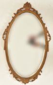 VINTAGE MID CENTURY GILT FRAMED OVAL MIRROR