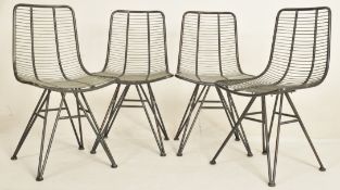 SET OF FOUR MODERN DESIGNER METAL FRAMED DINING CHAIRS