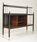 G-PLAN - LIBRENZA RANGE - MID CENTURY 1950S TOLA WOOD & EBONISED OPEN FRONT BOOKCASE