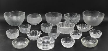 KOSTA BODA, IITTALA ETC - COLLECTION OF VINTAGE FROSTED GLASSWARE, MOSTLY BOWLS