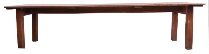 LARGE 20TH CENTURY OAK REFECTORY DINING TABLE