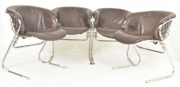 GASTONE RINALDI FOR THEMA, ITALY - MID CENTURY 1970S CHROME & LEATHER ' FLYNN ' CHAIRS