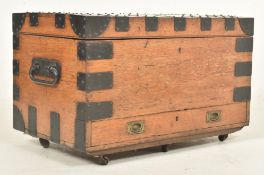 19TH CENTURY OAK AND IRON SILVER CHEST BY EDWARD BRIGHT