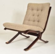 SCANDINAVIAN RETRO BENTWOOD & UPHOLSTERED EASY LOUNGE CHAIR