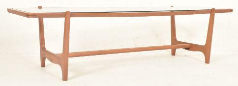 RETRO 20TH CENTURY GLASS & TEAK LOW OCCASIONAL COFFEE TABLE