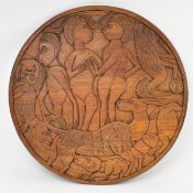 VINTAGE MID CENTURY TEAK CONVERTED TABLE TOP PANEL OF DIANA & ACTAEON