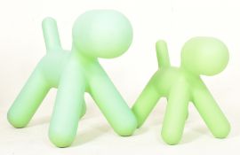 EERO AARNIO X MAGIS, ITALY - PUPPY - TWO CONTEMPORARY PLASTIC STOOLS / SEATS