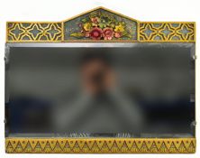 ART DECO GILT PAINTED WOOD WALL HANGING MIRROR