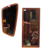 TWO RETRO MID 20TH CENTURY TEAK FRAMED HANGING MIRRORS