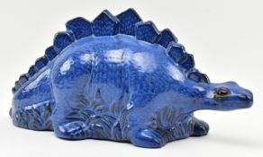 VINTAGE BLUE CERAMIC STUDIO POTTERY FIGURE OF A DINOSAUR