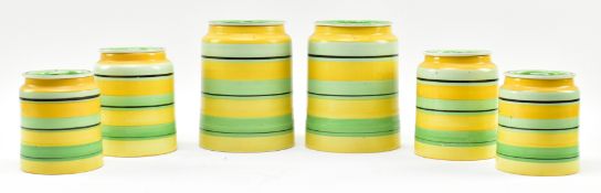 GRAY'S POTTERY - SET OF SIX 1930S CERAMIC LIDDED POTS
