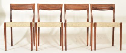 SVEGARDS MARKARYD - FOUR VINTAGE AFROMOSIA TEAK DINING CHAIRS