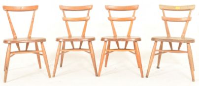 FOUR MID CENTURY CIRCA 1960S OAK CHILDREN'S FAN BACK CHAIRS