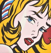 AFTER ROY LICHTENSTEIN - GIRL WITH HAIR RIBBON - VINTAGE OIL ON CANVAS