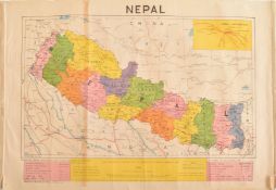 VINTAGE 1980S EDUCATIONAL MAP OF NEPAL