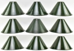 MATCHING SET OF NINE INDUSTRIAL ALUMINUM SHADES