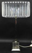 VINTAGE SQUARED HOLLYWOOD REGENCY STYLE PLASTIC & CHROME TABLE LAMP