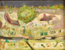 JAMES MARTIN RWA (1924-2006) - LANDSCAPE II - MIXED MEDIA ON BOARD