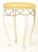 RETRO 20TH CENTURY FAUX LEATHER YELLOW VANITY STOOL SEAT