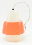 VINTAGE SMALL PENDANT LIGHT SHADE IN ORANGE & WHITE PLASTIC