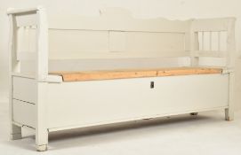 19TH CENTURY PAINTED PINE HALL SETTLE BENCH