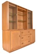 ERCOL WINDSOR RANGE BEECH & ELM GLAZED DISPLAY UNIT CABINET