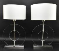 PAIR OF VINTAGE ACRYLIC & CHROME RING SHAPED BEDSIDE LAMPS