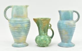 THREE ART DECO FLAXMAN WARE POTTERY CERAMIC JUGS