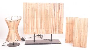 FOUR VINTAGE 1970S BAMBOO EFFECT LIGHT SHADES