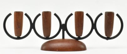 VINTAGE MID CENTURY DANISH TEAK & CHROME CANDLESTICK