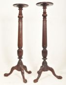 PAIR OF CONTEMPORARY CARVED WOOD FLOOR TORCHERE COLUMN STANDS
