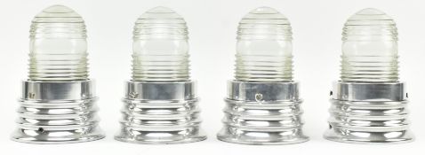 FOUR RETRO 20TH CENTURY CHROME METAL & GLASS BULKHEAD WALL LIGHTS