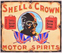 SHELL & CROWN - OIL ON CANVAS ARTIST'S IMPRESSION OF A ENAMEL SIGN