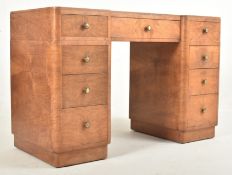 20TH CENTURY ART DECO WALNUT PEDESTAL WRITING TABLE DESK