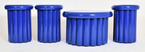 HABITAT STUDIO - SET OF CONTEMPORARY BLUE METAL COFFEE TABLE AND STOOLS
