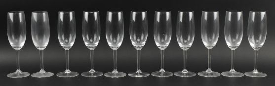 HUGH JOHNSON - ELEVEN CHAMPAGNE GLASSES & 12 PORT GLASSES