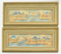 TWO MID CENTURY CHINESE CORK DIORAMAS IN FRAMES