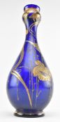 EARLY 20TH CENTURY MOSER STYLE COBALT & GILT GLASS VASE