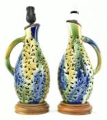 PAIR OF MID CENTURY NORTH DEVON STYLE JUGS CONVERTED TO LAMPS