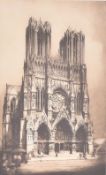 STANLEY EADES - EARLY 20TH CENTURY ETCHING OF REIMS CATHEDRAL